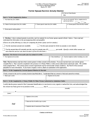 Former Spouse Survivor Annuity Election Form