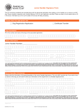 Junior Handler Signature Form
