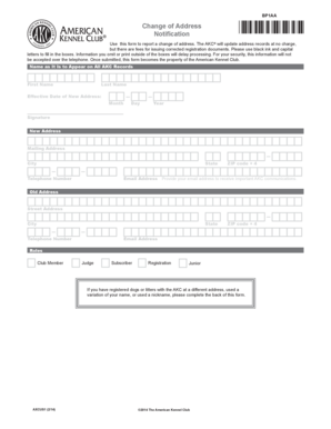 AKC Change of Address Notification