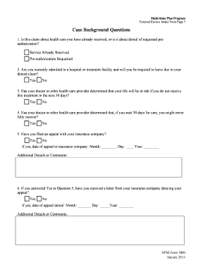 US Federal Multi-State Plan External Review Intake Form