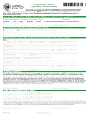 AKC FSS® Supplemental Transfer Statement