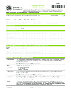 AKC FSS® Litter Kit Duplicate Request Form