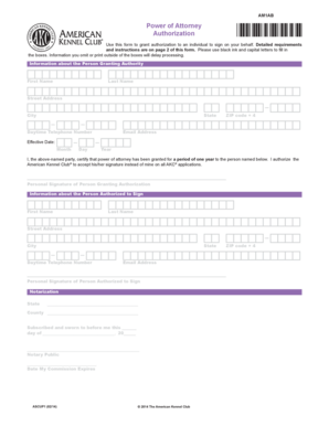 American Kennel Club Power of Attorney Authorization