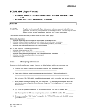 Form ADV Investment Adviser Registration