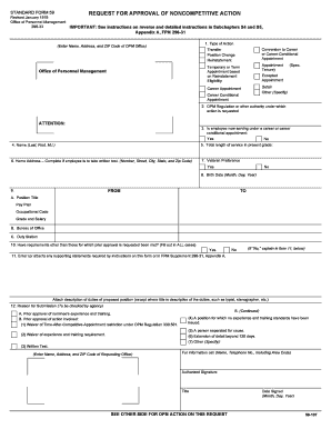 Standard Form 59 Request for Approval of Noncompetitive Action