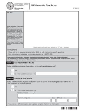 2007 Commodity Flow Survey Form