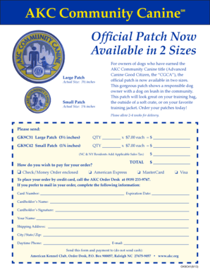 AKC Community Canine Patch Order Form