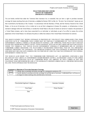 Policyholder Disclosure Notice of Terrorism Insurance Coverage