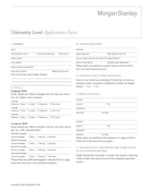 University Level Application Form