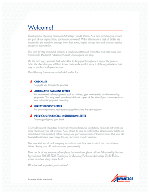 Piedmont Advantage Credit Union Switch Kit