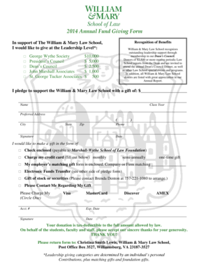 2014 Annual Fund Giving Form