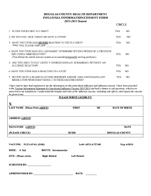 Douglas County Influenza Consent Form