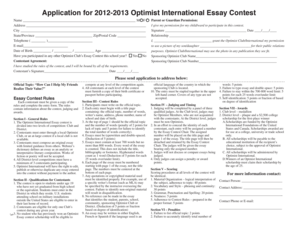 2012-2013 Optimist International Essay Contest Application