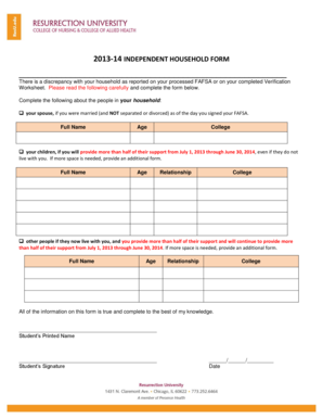 2013-14 Independent Household Form