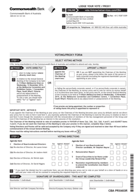 Commonwealth Bank Voting Proxy Form