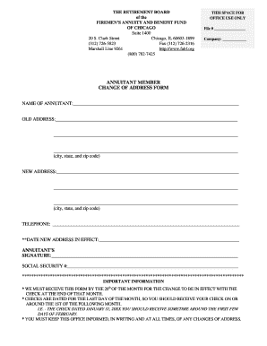 Firemen’s Annuity and Benefit Fund Change of Address Form