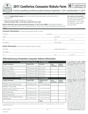 2011 Comfortex Consumer Rebate Form