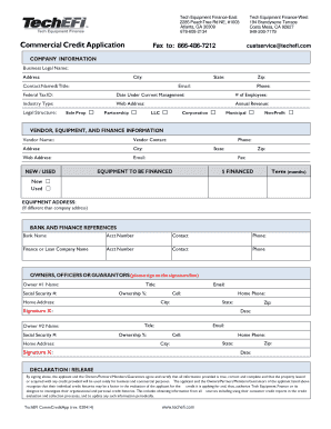 Commercial Credit Application Form