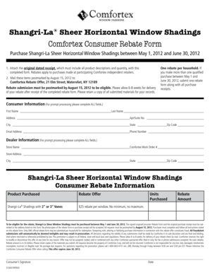 Comfortex Consumer Rebate Form