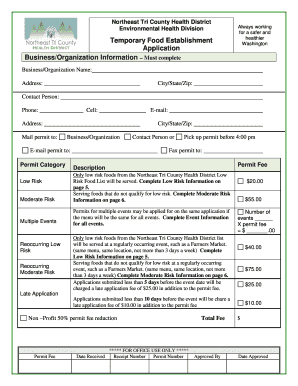 Temporary Food Establishment Permit Application