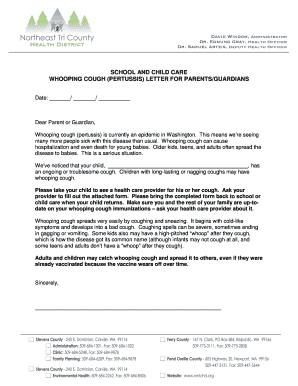 Whooping Cough Notification Letter for Parents