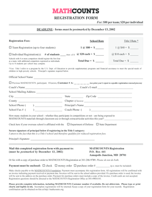 MATHCOUNTS Registration Form