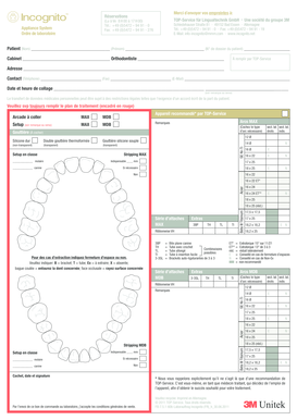 Bon de commande de laboratoire orthodontique