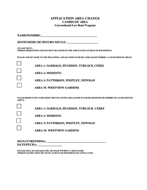 Conventional Low Rent Program Area Change Application