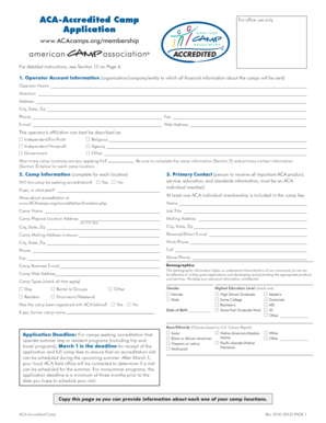 ACA-Accredited Camp Application