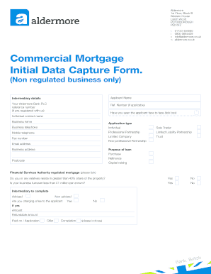 Aldermore Commercial Mortgage Initial Data Capture Form