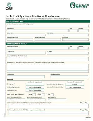 Protection Works Questionaire - HIA Insurance Services