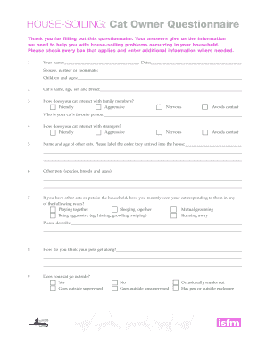 Cat Owner House-Soiling Questionnaire