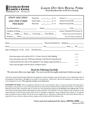 Charles River Canoe Off-Site Rental Form