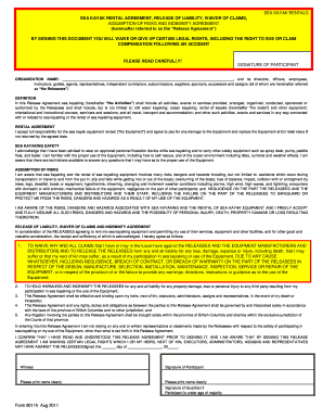 Sea Kayak Rental Agreement and Waiver