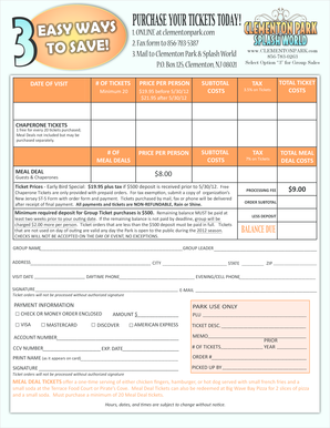 Group Ticket Order Form