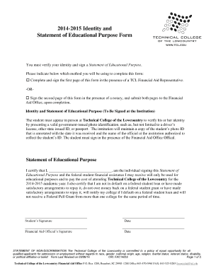 2014-2015 Identity and Statement of Educational Purpose Form