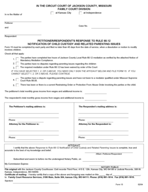 Missouri Rule 68.12 Child Custody Response