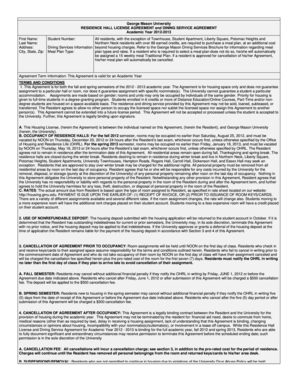 George Mason University Residence Hall License Agreement