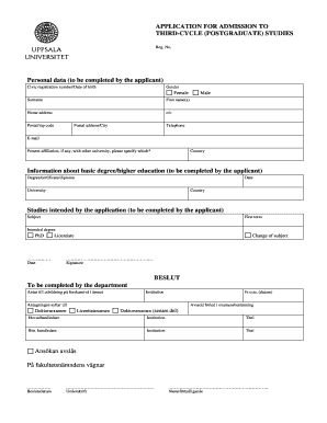 Application for Admission to Postgraduate Studies