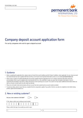Company Deposit Account Application Form