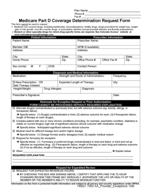 Medicare Part D Coverage Determination Request Form