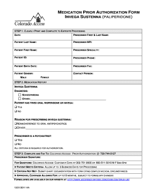 MEDICATION PRIOR AUTHORIZATION FORM SUSTENNA ...