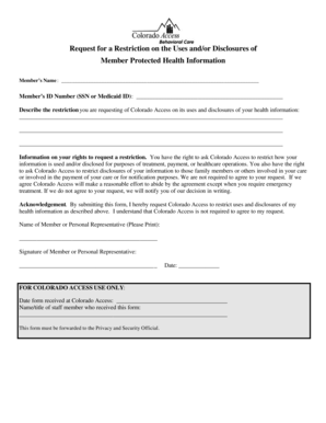 Health Information Restriction Request Form