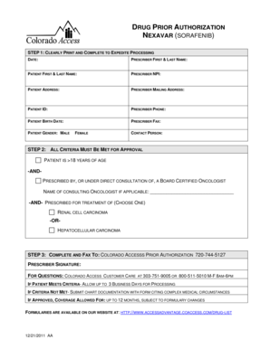 Drug Prior Authorization for Nexavar (Sorafenib)