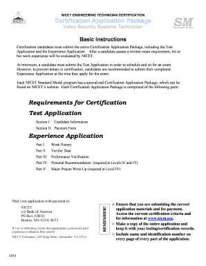 NICET Video Security Systems Technician Certification Application