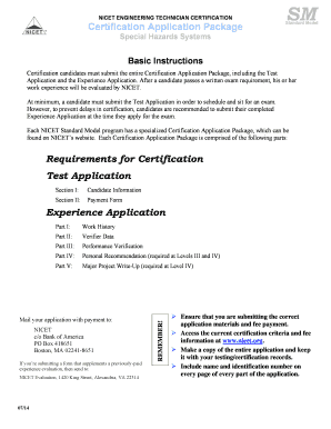 NICET Engineering Technician Certification Application