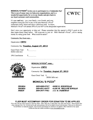 Monical’s Pizza Community Day Donation Form