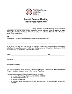 Annual General Meeting Proxy Vote Form