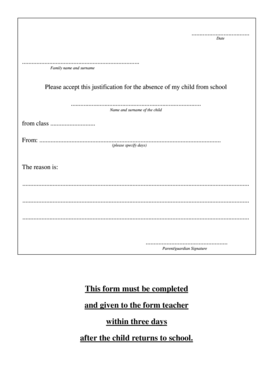 School Absence Justification Form