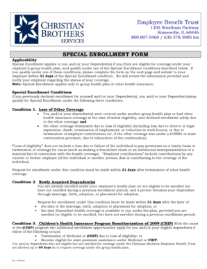 Employee Benefit Trust Special Enrollment Form